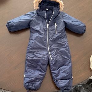 H&M Kids Snowsuit - Navy with Faux Fur Trim